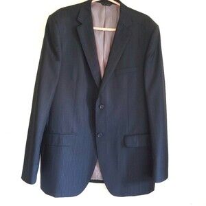 Ermenegildo Zegna Black Textured Stripe Blazer 2 Button Sport Coat 44L